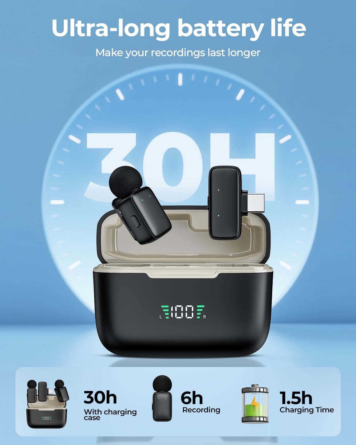 Mini Wireless Lavalier Microphone for iPhone/Android/Tablet/PC