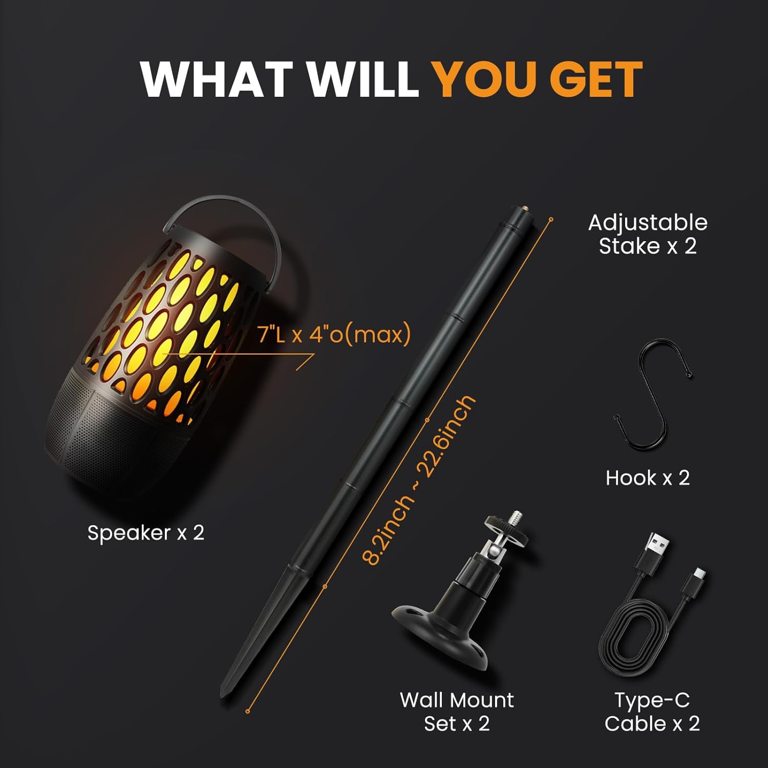 Outdoor LED Flame Speaker,Waterpoof IPX6 with Flame Lights,10W HD Stereo Sound