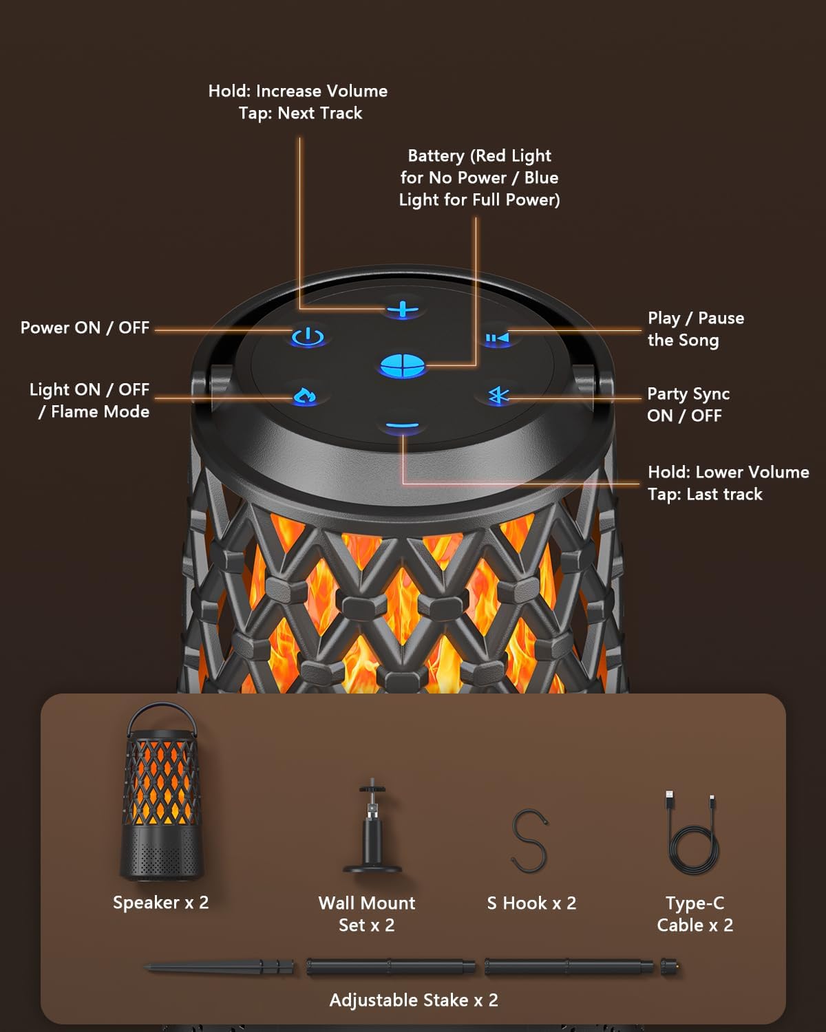 Outdoor Speakers, Bluetooth 5.3 Speakers Wireless IPX6 Waterproof