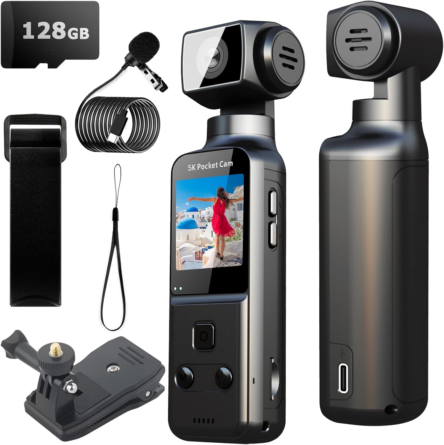 Body Camera 5K with External Microphone, Video & Audio Mini Vlog Camera