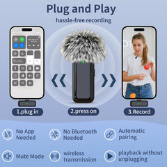 Lapel Microphone Wireless for Android Phone - USB C Lavalier Microphone