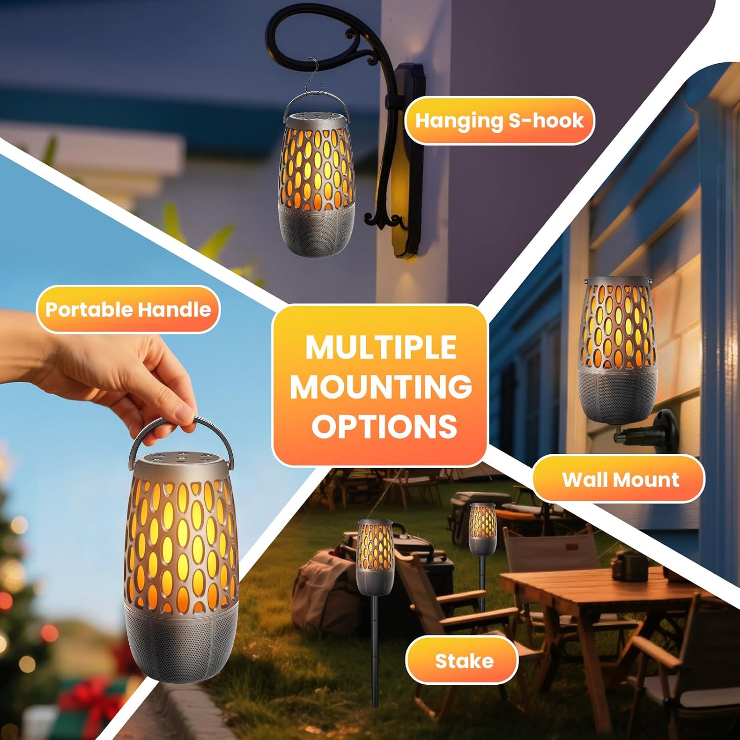 Outdoor LED Flame Speaker,Waterpoof IPX6 with Flame Lights,10W HD Stereo Sound