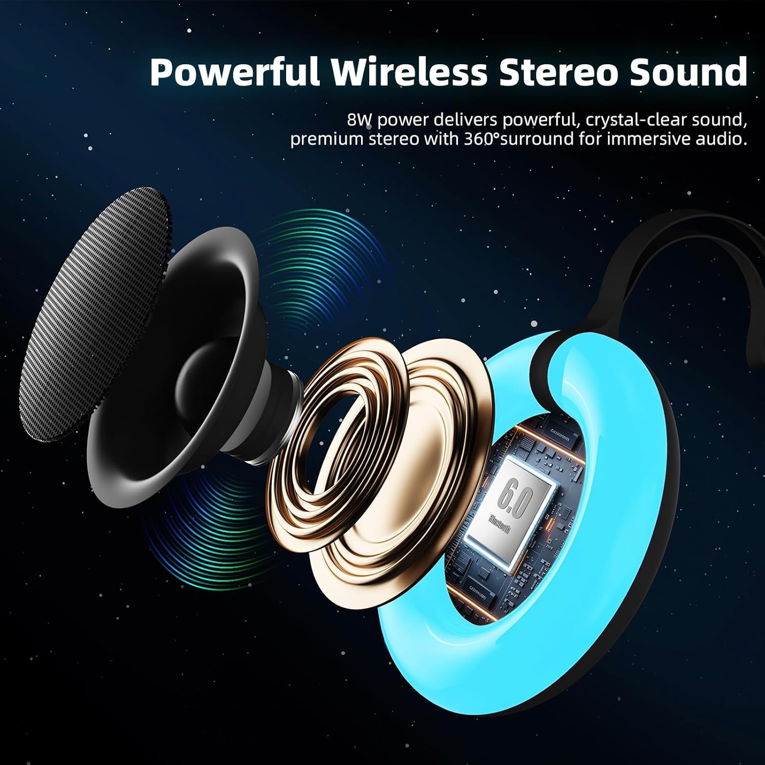 IPX7 Waterproof Speaker with Dynamic LED Light,Bluetooth Shower Speaker