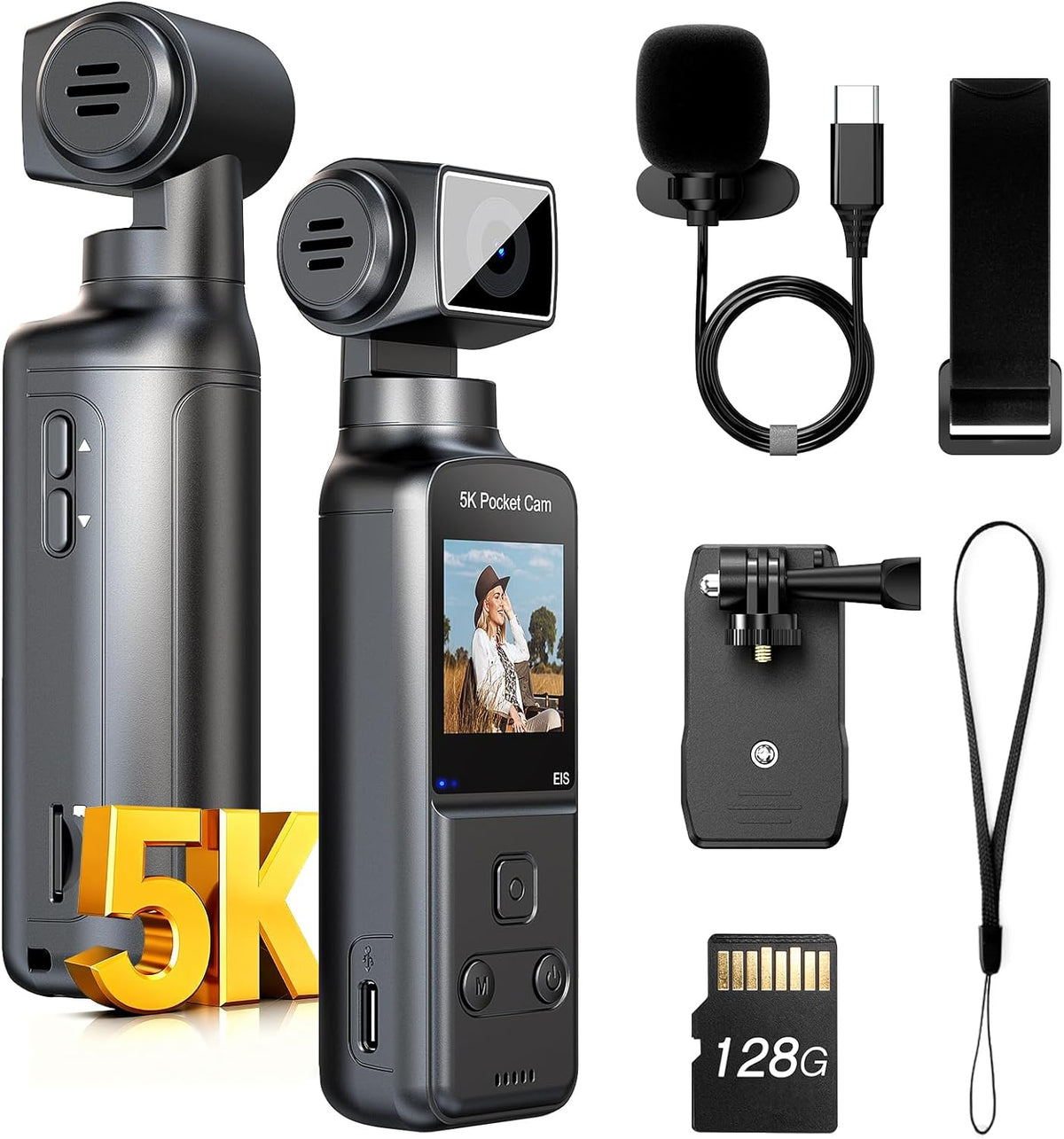 5K Body Camera with Microphone, Vlogging Camera