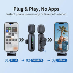 Wireless Mini Microphone for iPhone 15/16, iPad, Android, Wireless Lavalier Microphone