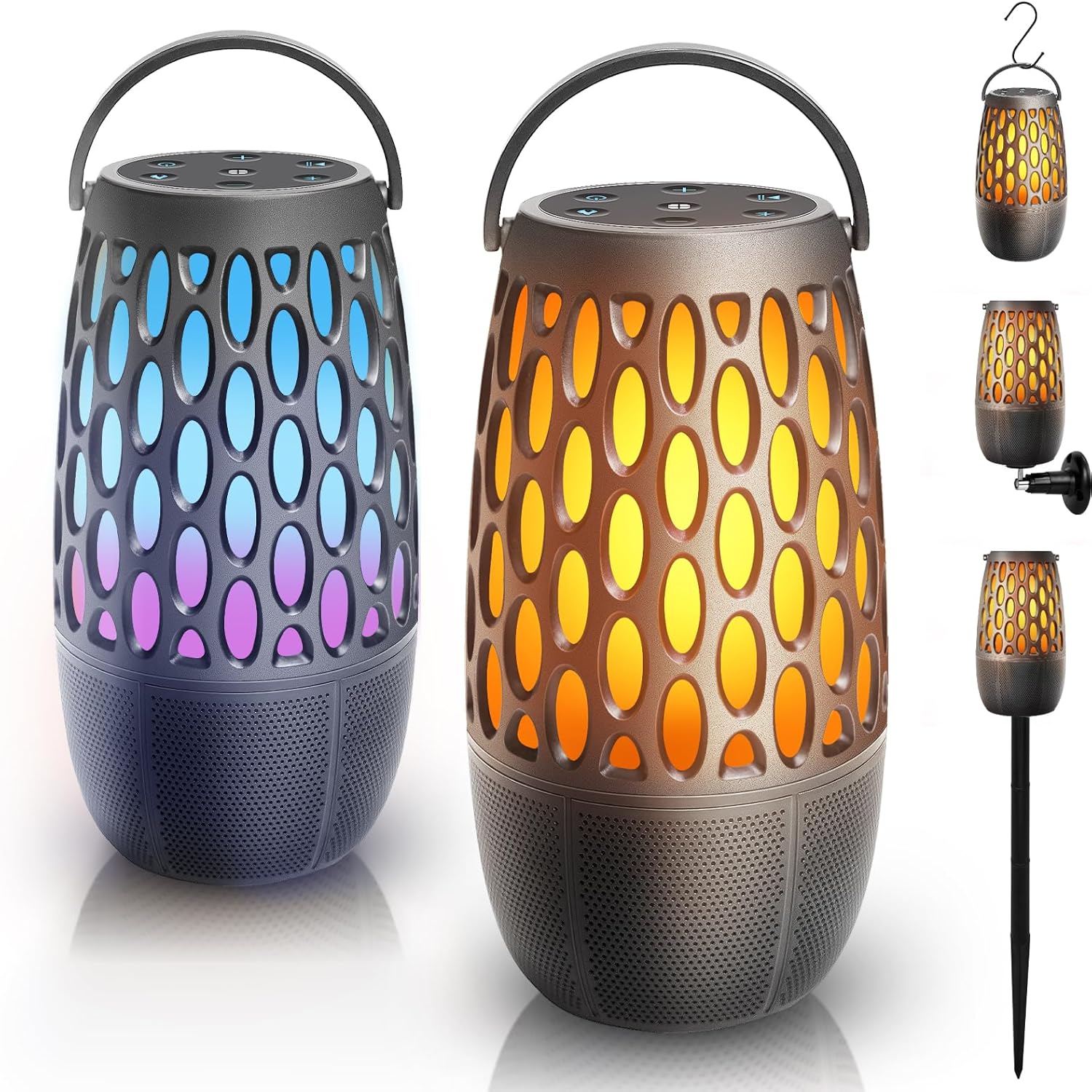 Outdoor LED Flame Speaker,Waterpoof IPX6 with Flame Lights,10W HD Stereo Sound