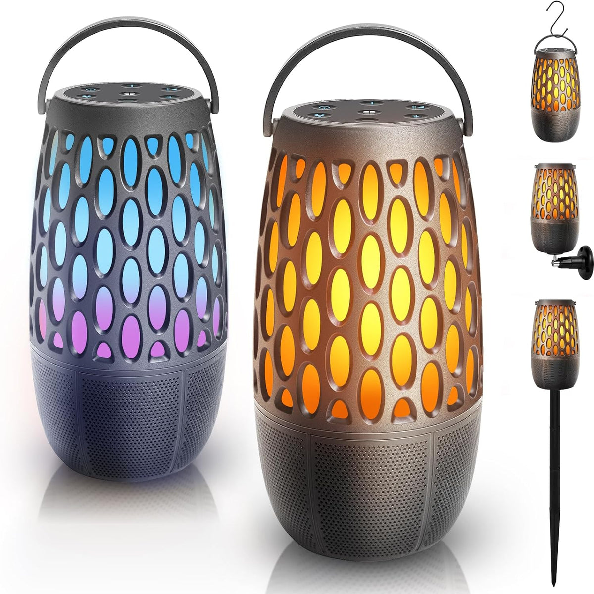 Outdoor LED Flame Speaker,Waterpoof IPX6 with Flame Lights,10W HD Stereo Sound